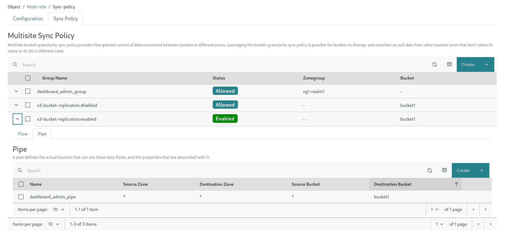 Auto generated sync policy view